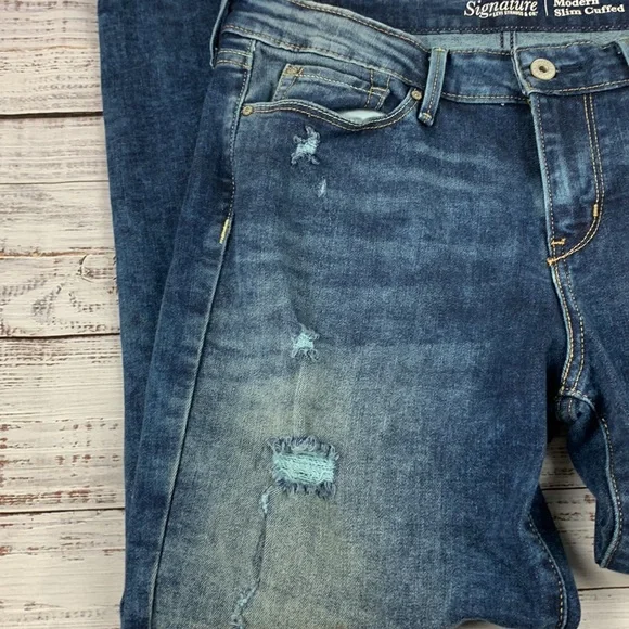 Levi Strauss Slim cuffed crop blue jeans Size 8 - Picture 5 of 16